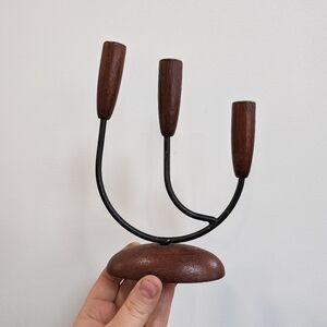 MCM teak candle holder
